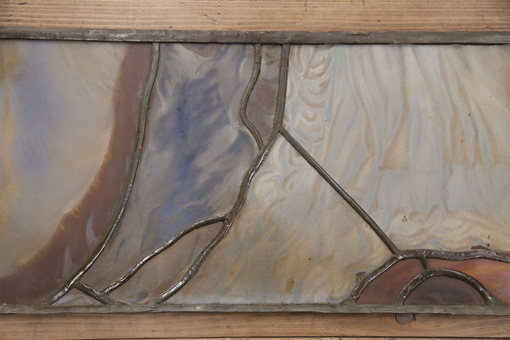 和製アンティーク　国産　ヨーロッパの絵画のような絵柄が魅力的なステンドグラス3枚セット(明り取り、窓)(R-050737)
