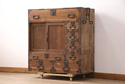 在庫未使用品　IDC大塚家具　バウ・ファニチャー(Bau Furniture)　QA6531　マホガニー色　シックなハイチェスト(引き出し)(定価約67万円)(R-041894)