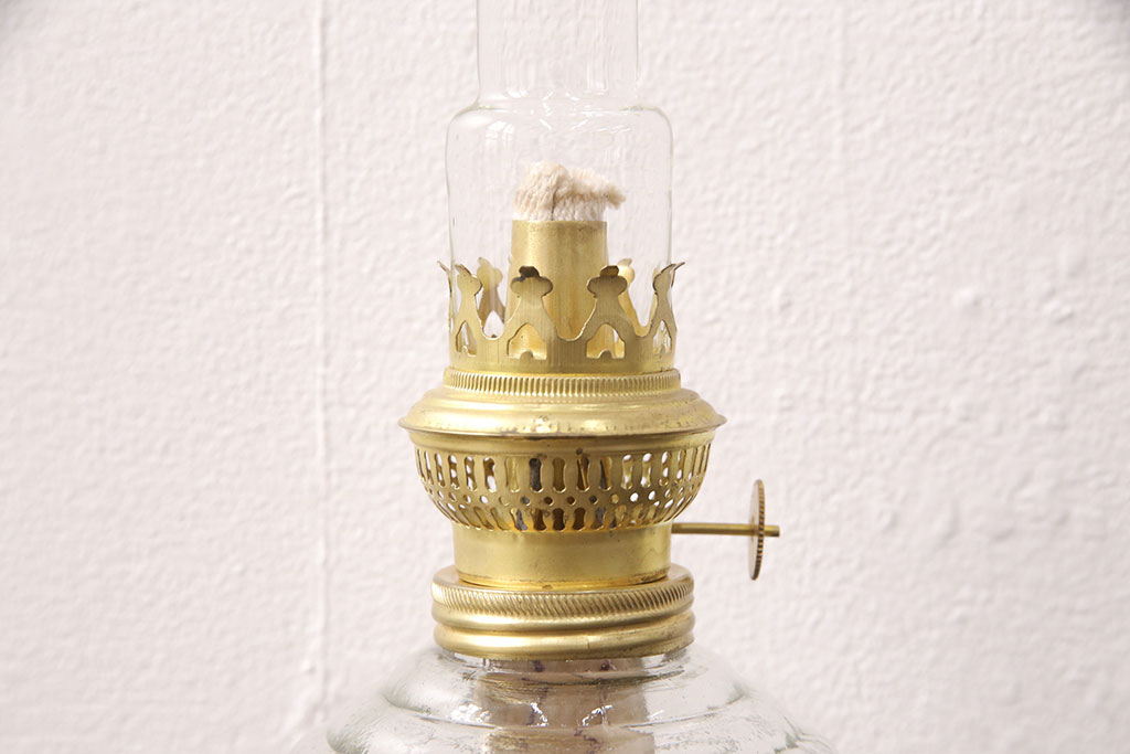 和製アンティーク　デッドストック品　巻芯10番　レトロな佇まいがお洒落な空間づくりに活躍するオイルランプ(灯油ランプ、卓上ランプ)(R-050801)