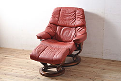 中古　EKORNES(エコーネス)　本革　オットマン付き　ストレスレス レノ クラシック(M)(アームチェア、リクライニングチェア、椅子)(定価約37万9千円)(R-050810)