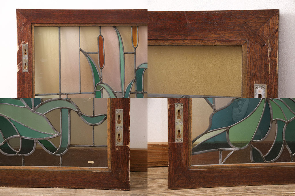 ヨーロッパヴィンテージ　イタリア製　G.POLLONI作　壁掛け式で絵画のように!空間を彩るステンドグラス(ディスプレイ、アート、ビンテージ)(R-050865)