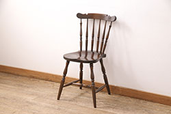 中古　松本民芸家具　挽き物のデザインが美しいSPスピンドルチェア(ダイニングチェア、椅子、板座チェア)(R-050999)