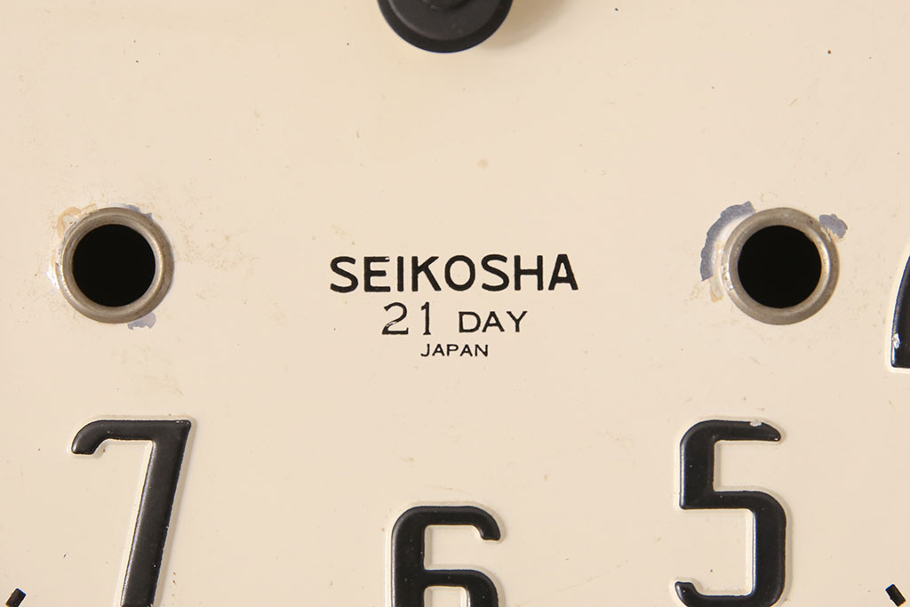 アンティーク時計　精工舎(SEIKOSHA、セイコー)　21DAY　電池式　昭和レトロな雰囲気あふれる柱時計(振り子時計、掛け時計、古時計)(R-051014)