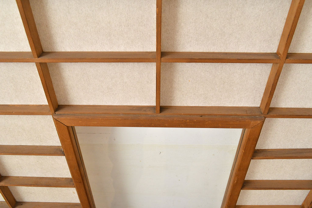 アンティーク建具　景色が楽しめる、額入りの障子戸1枚(引き戸)(R-051065)