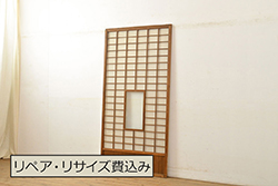 アンティーク建具　明治大正期　総ケヤキ材　重厚な風格漂う蔵戸(玄関戸、引き戸、建具)(R-045020)