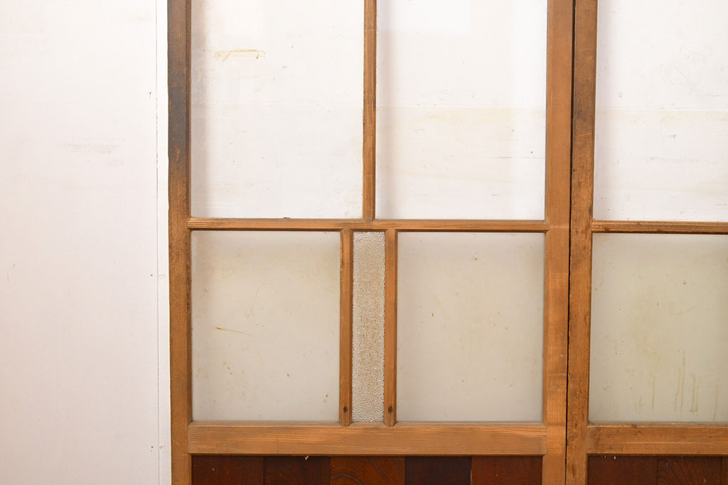 アンティーク建具　ノスタルジックなお部屋作りに活躍するガラス戸4枚セット(引き戸)(R-051103)