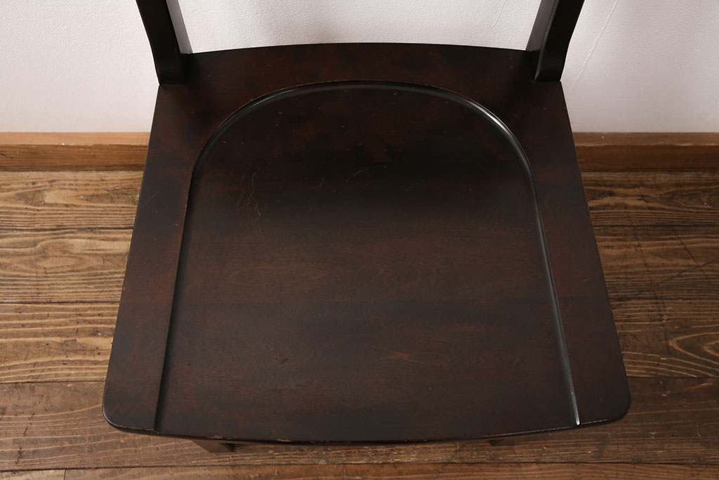中古　北海道民芸家具　HM620　滑らかな木肌が上品なラダーバックチェア(椅子、ダイニングチェア、板座チェア)(R-051137)