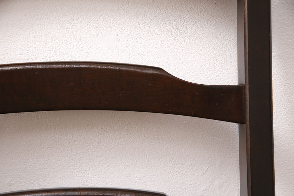 中古　北海道民芸家具　HM620　滑らかな木肌が上品なラダーバックチェア(椅子、ダイニングチェア、板座チェア)(R-051138)