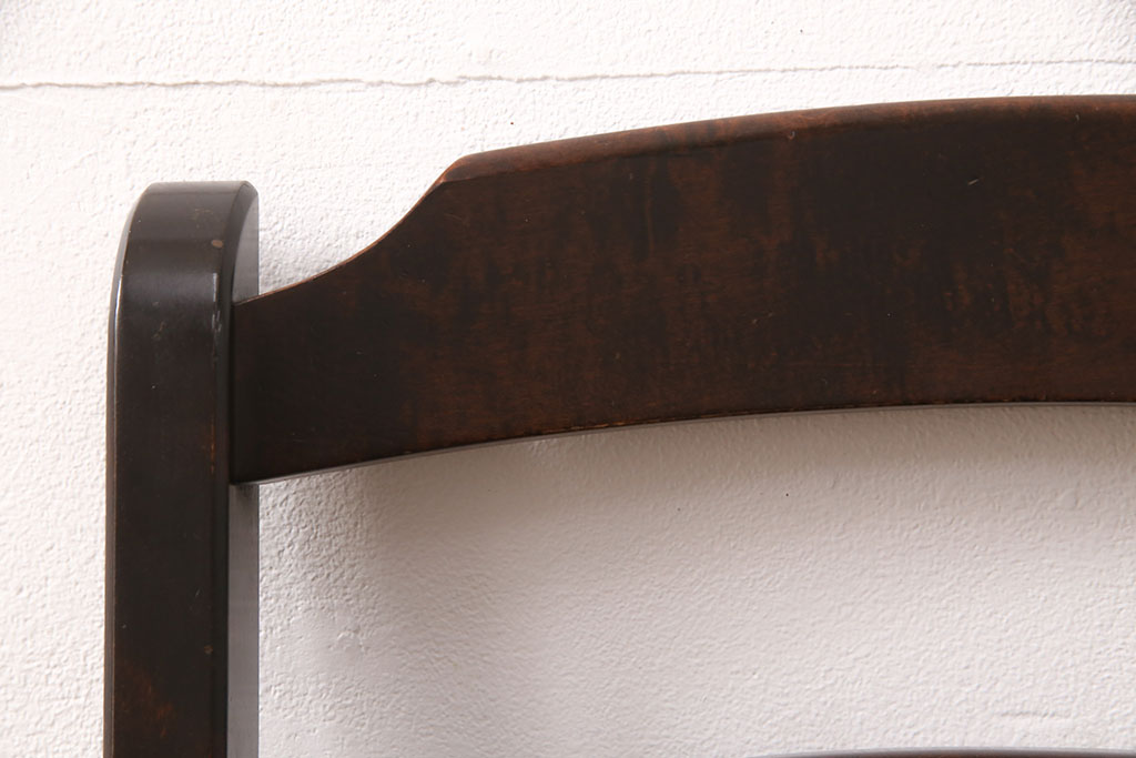 中古　北海道民芸家具　HM620　滑らかな木肌が上品なラダーバックチェア(椅子、ダイニングチェア、板座チェア)(R-051140)