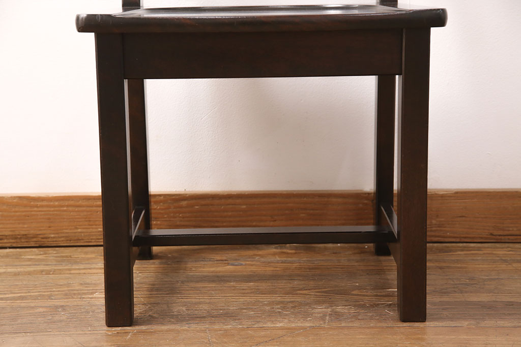 中古　北海道民芸家具　HM620　滑らかな木肌が上品なラダーバックチェア(椅子、ダイニングチェア、板座チェア)(R-051140)