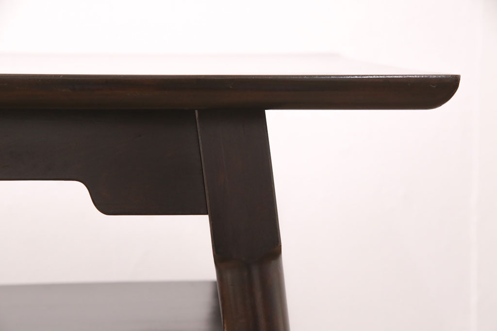 和製ヴィンテージ　松本民芸家具　洗練された佇まいが魅力の棚付きダイニングテーブル(食卓、ビンテージ)(R-051224)