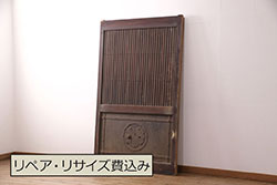 中古　ブランド家具　総ナラ(楢)材　立派な彫刻の高級ドア1枚(オークドア、扉、木製ドア、玄関ドア、建具)(R-063775)