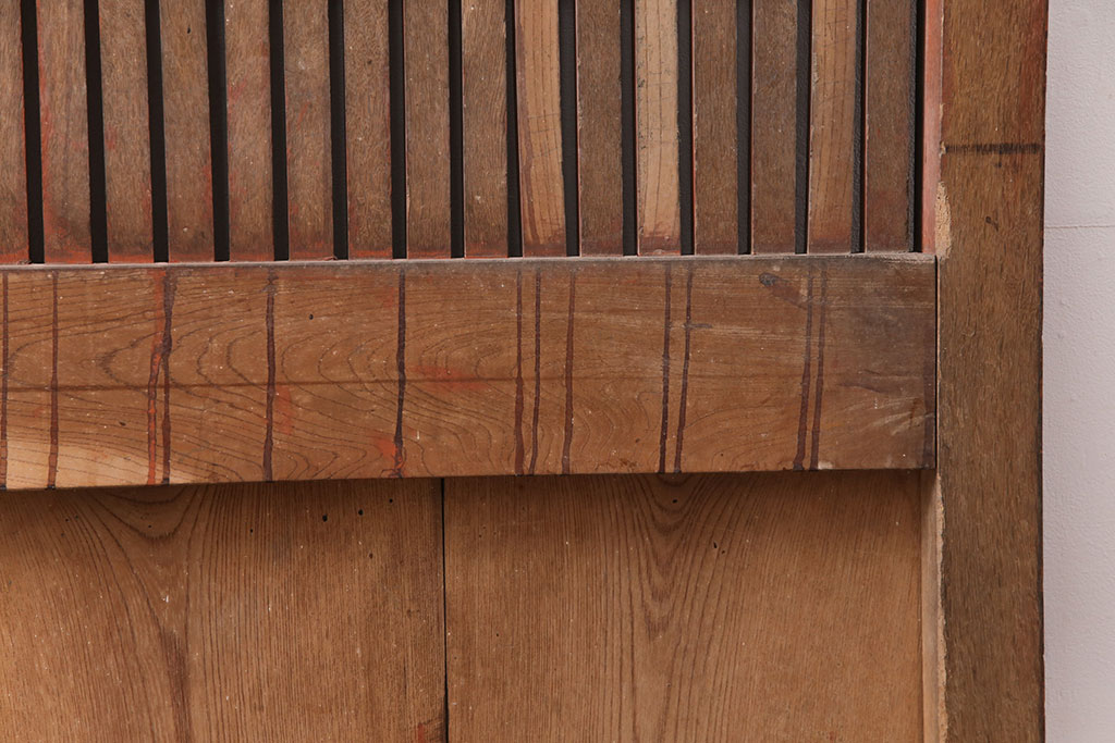アンティーク建具　大正昭和初期　総ケヤキ材　上品な佇まいが魅力の富山蔵戸(玄関戸、玄関ドア、引き戸)(R-051231)