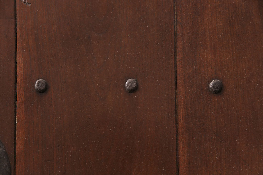アンティーク建具　明治大正期　栗材　和の情緒あふれる蔵戸(玄関戸、玄関ドア、引き戸)(R-051233)