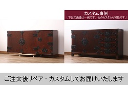 【オーダー注文・受注生産商品】ラフジュ工房オリジナル　ヒノキ無垢材・ヒバ材　結霜ガラス入り　レトロな佇まいが魅力的な3人用ロッカー(戸棚、収納棚、ワードローブ)