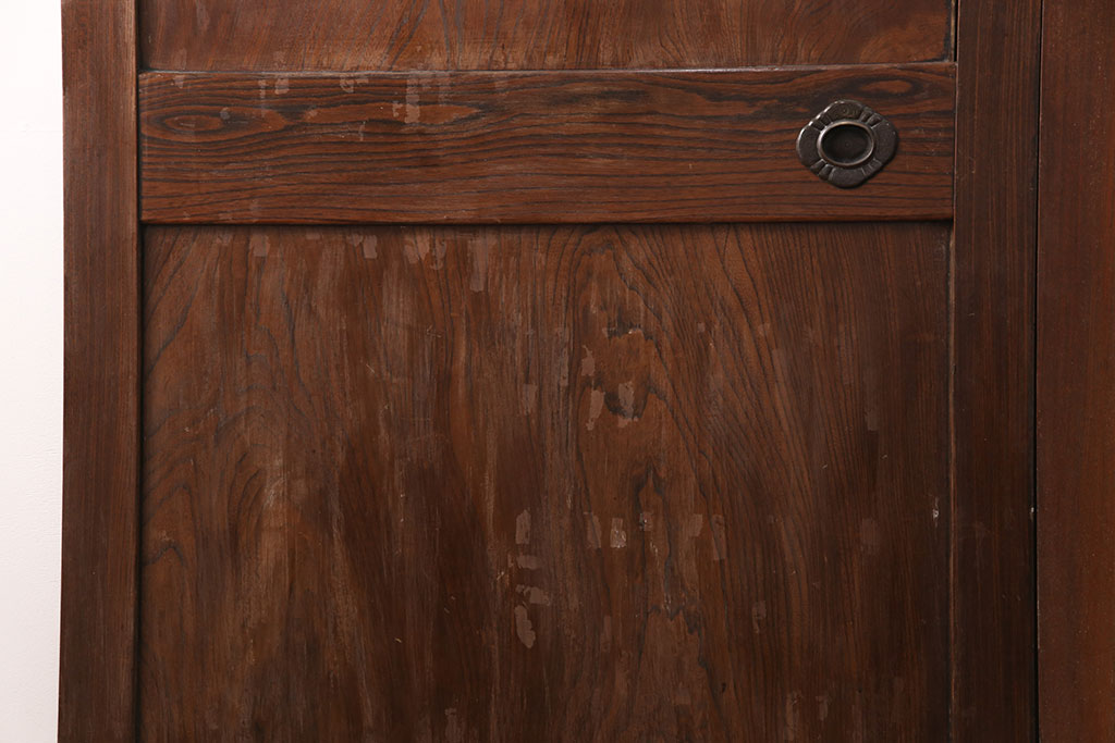 和製アンティーク　総ケヤキ材　年月を経た風合いが貫禄漂う帯戸2枚セット(板戸、引き戸、建具)(R-051293)