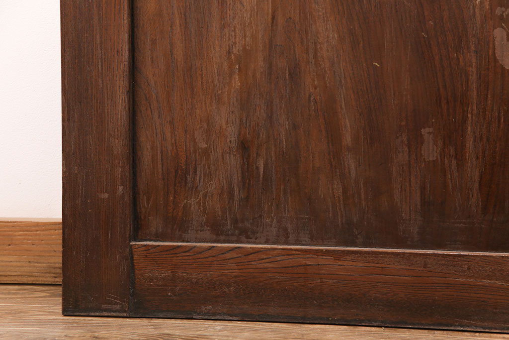 和製アンティーク　総ケヤキ材　年月を経た風合いが貫禄漂う帯戸2枚セット(板戸、引き戸、建具)(R-051293)