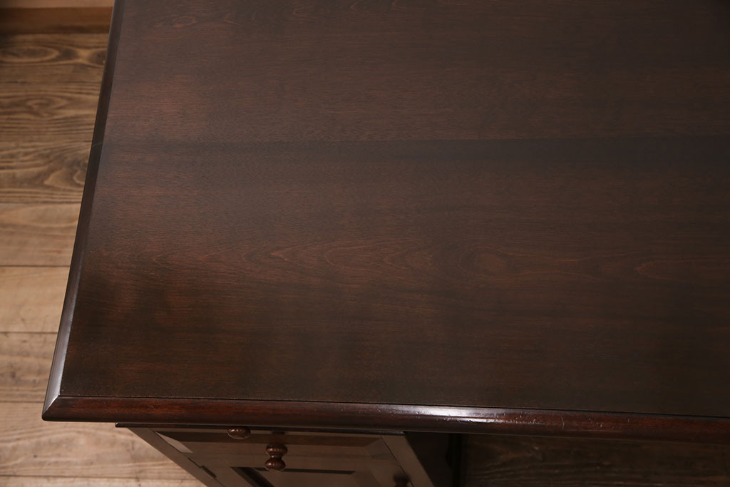 ヴィンテージ　松本民芸家具　シックな色合いが上品なM型両袖机(両袖デスク、ワークデスク、ビンテージ)(定価約63万円)(R-051353)