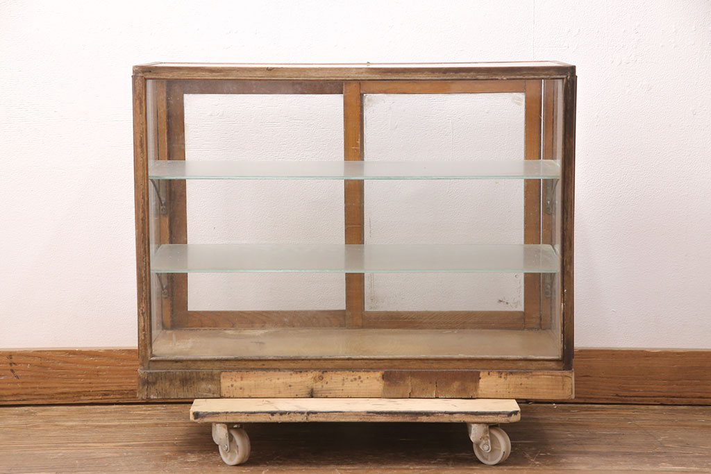 アンティーク家具 ナラ材 コレクションケースとしてもおすすめの卓上ガラスケース(ガラスショーケース、陳列棚、店舗什器)(R-051385)  ラフジュ工房