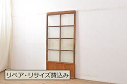 アンティーク建具　落ち着いた和の雰囲気漂うガラス窓2枚セット(引き戸、ガラス戸)(R-072114)