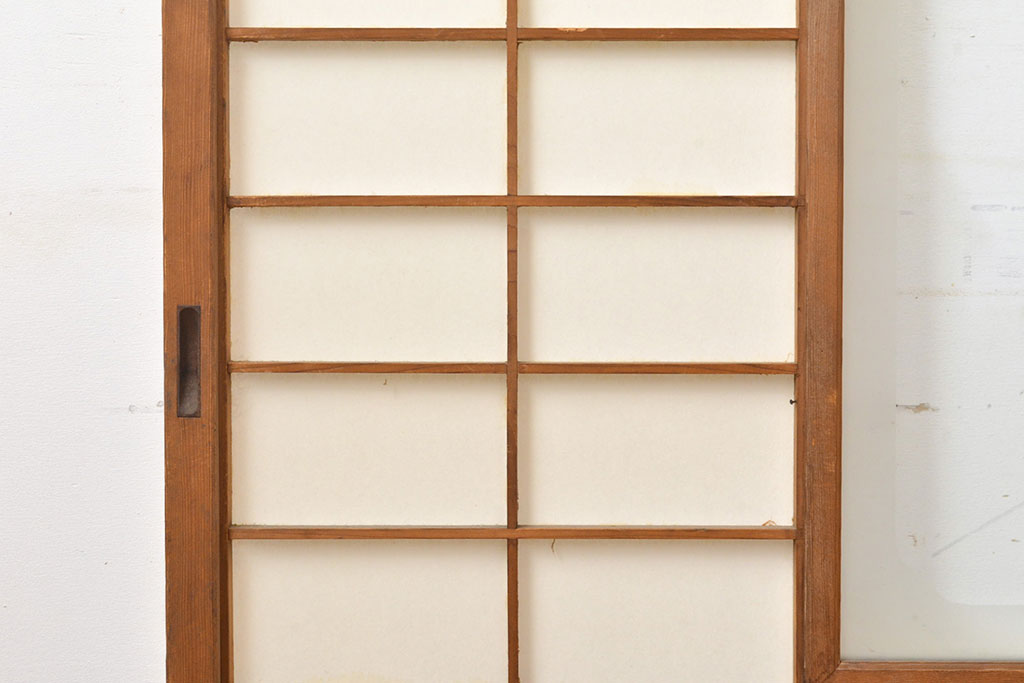 和製アンティーク　季節の移ろいが楽しめる額入り障子戸3枚セット(引き戸、建具)(R-051437)