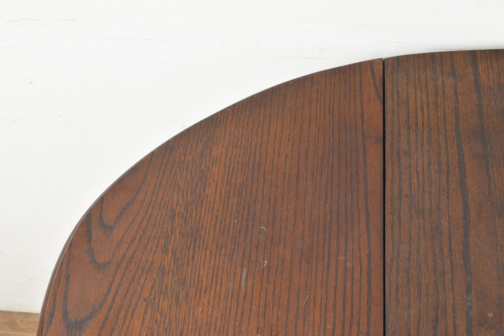 イギリスアンティーク　オーク材　ツイストレッグがクラシカルな雰囲気を高めるバタフライテーブル(エクステンションテーブル、ダイニングテーブル)(R-051454)