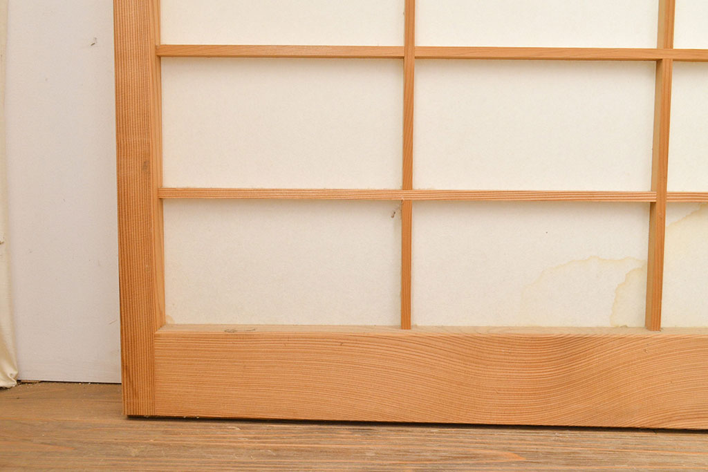 和製ヴィンテージ　昔ながらのシンプルな障子戸4枚セット(引き戸、建具、ビンテージ)(R-051458)