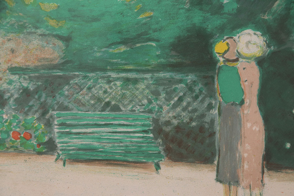ジャン=ピエール・カシニョール(JeanPierreCassigneul)　「グリーンのベンチ」「 Les Fausses Confidences」　リトグラフ(ディスプレイ、石版画)(R-051553)