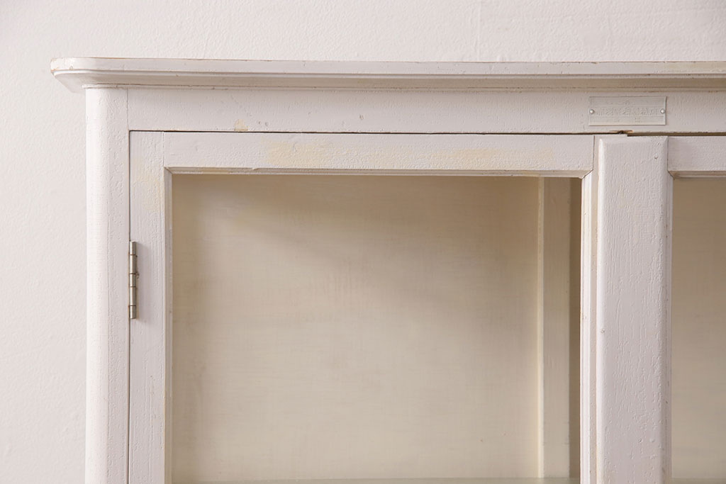 和製アンティーク　3面ガラス　レトロで可愛らしいケビントキャビネット(陳列棚、ガラスケース、ショーケース)(R-051584)