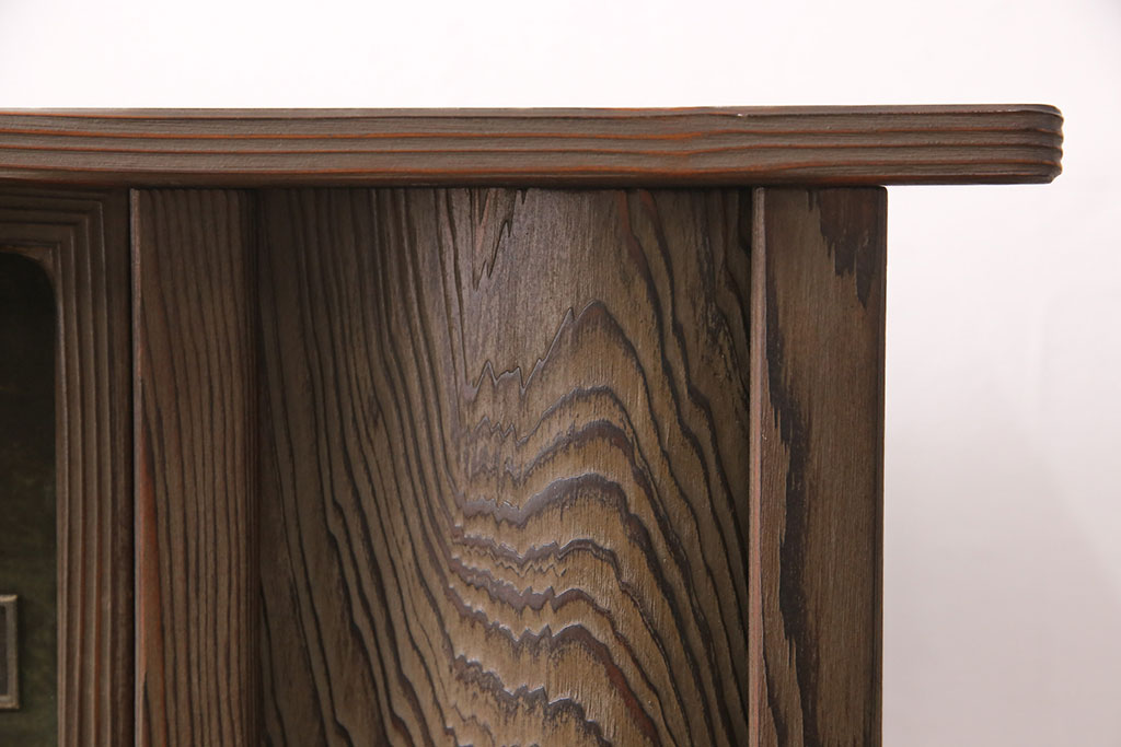 ビンテージ　高級杉材　木目が美しい指物飾り棚(茶棚、収納棚、戸棚、ヴィンテージ)(R-051698)