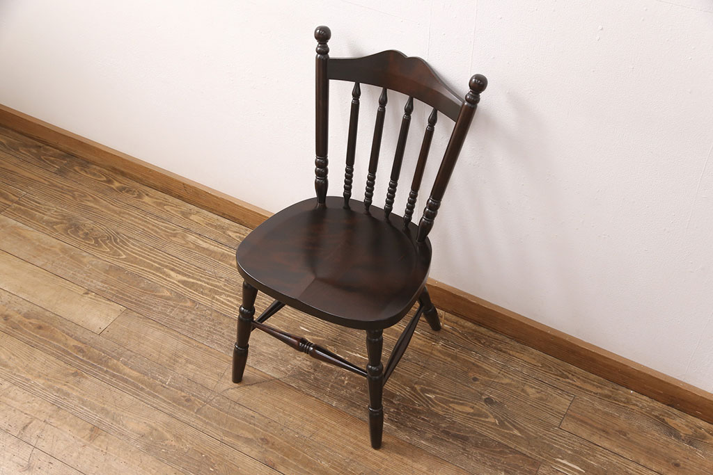 中古　北海道民芸家具　美品!ダイニングチェア(椅子、板座チェア)(R-051755)