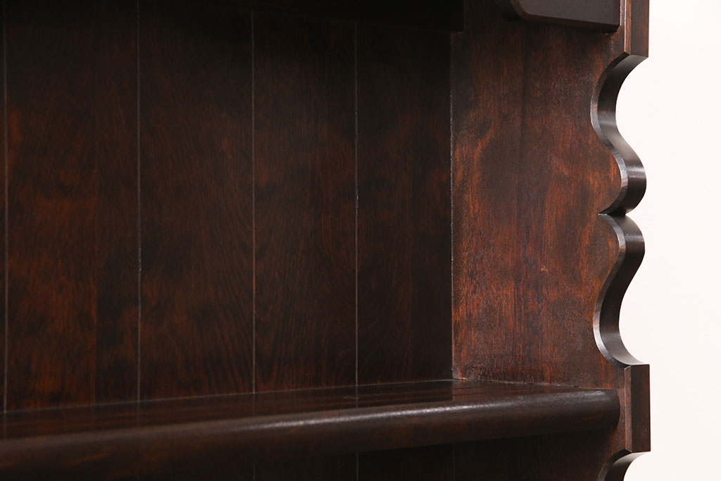 中古　美品　松本民芸家具　#36型皿棚　深い色合いと独特の木目が美しい食器棚(収納棚、カップボード)(定価約40万円)(R-051822)