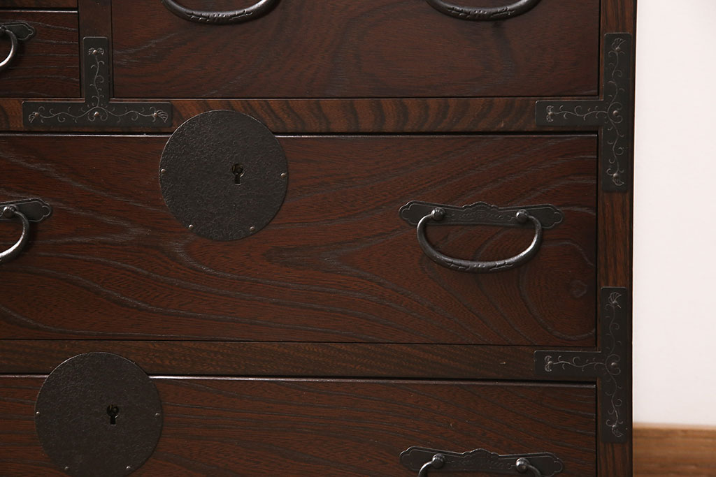 中古　美品　青木産業製　上質な和の雰囲気香る階段箪笥(江戸整理タンス、収納箪笥、和タンス)(定価約25万円)(R-051839)