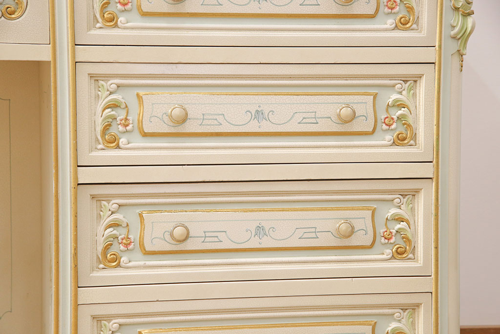 中古　イタリア高級家具　ノバパルク(NOVAPLAK)　ロココ調の装飾が美しい!エレガントな空間作りに活躍するドレッサー(定価約200万円)(ドレッシングチェスト、キャビネット、サイドボード)(R-051847)