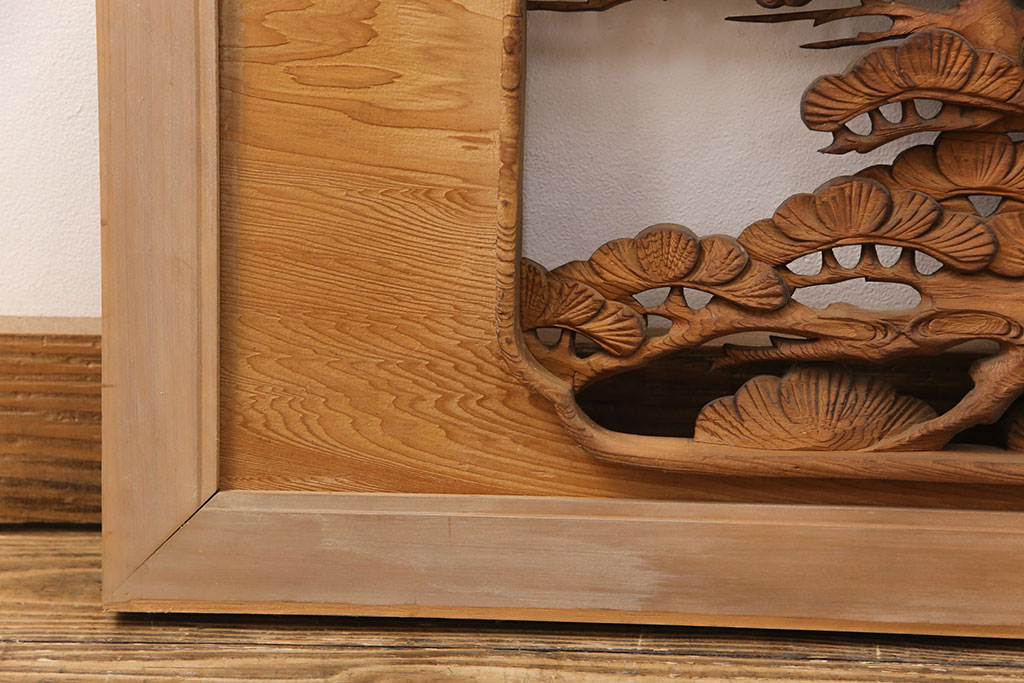 和製アンティーク お見事!!緻密な松と竹の彫りが目を引く彫刻欄間 