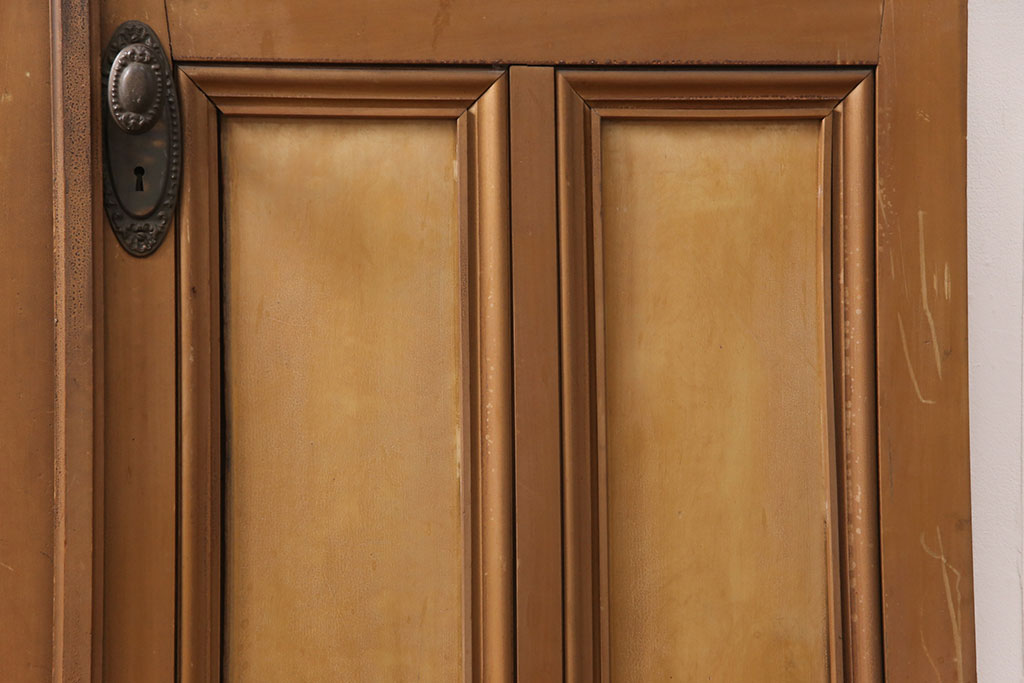 アンティーク建具　国産　ノスタルジックな雰囲気漂うステンドグラス入り両開きドア(玄関ドア、ガラス戸、ガラス扉)(R-051888)