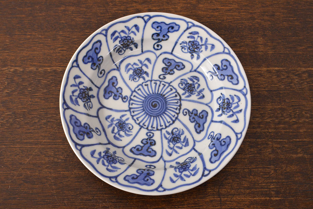 幕末〜明治　伊万里焼　仙芝祝寿文　7寸皿2枚セット(和食器)(R-051902)