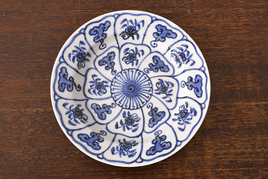 幕末〜明治 伊万里焼 仙芝祝寿文 7寸皿2枚セット(和食器)(R