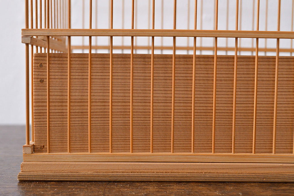 古い　竹製鳥籠　外箱付(時代鳥かご)(R-051932)