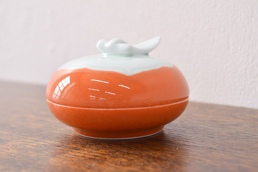 【30％OFF】 人間国宝 茶道具(R-051933 共箱 彩釉柿香合 井上萬二 工芸品