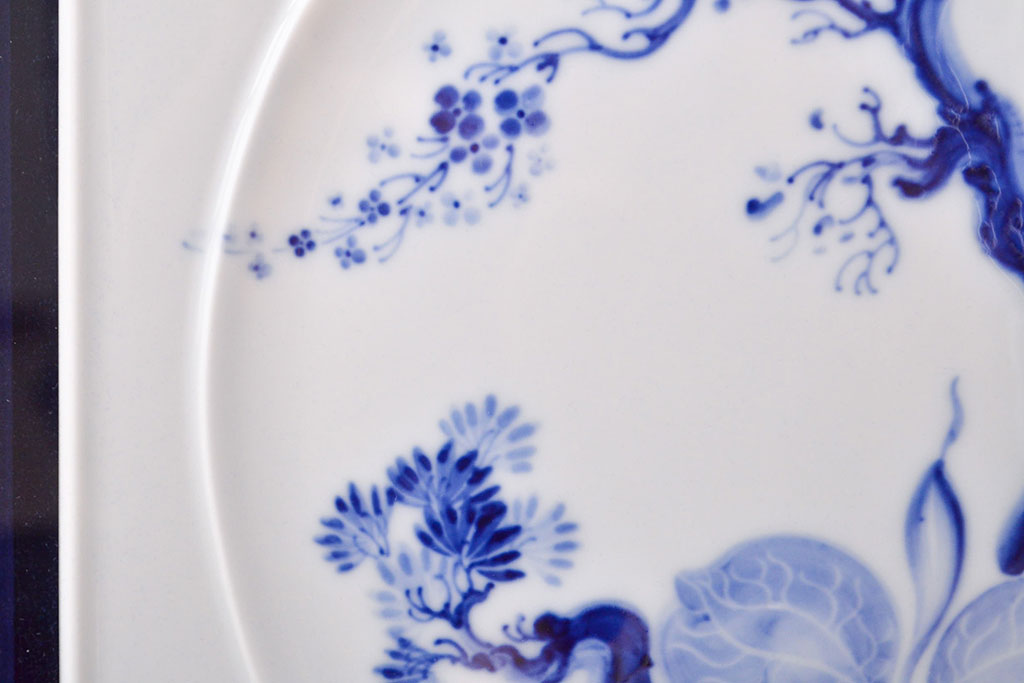 Meissen　マイセン　ブルーオーキッド　プラーク(陶板画)　額装(R-051947)