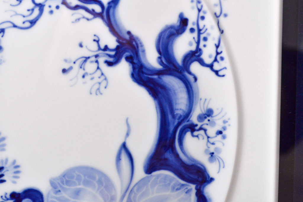 Meissen マイセン ブルーオーキッド プラーク(陶板画) 額装(R