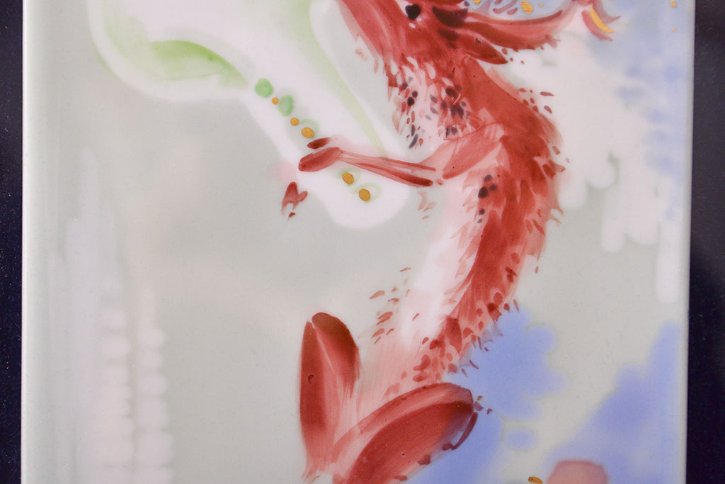 大特価 チラシ Meissen マイセン チューバを吹くシカ プラーク(陶板画) 額装(R マイセン