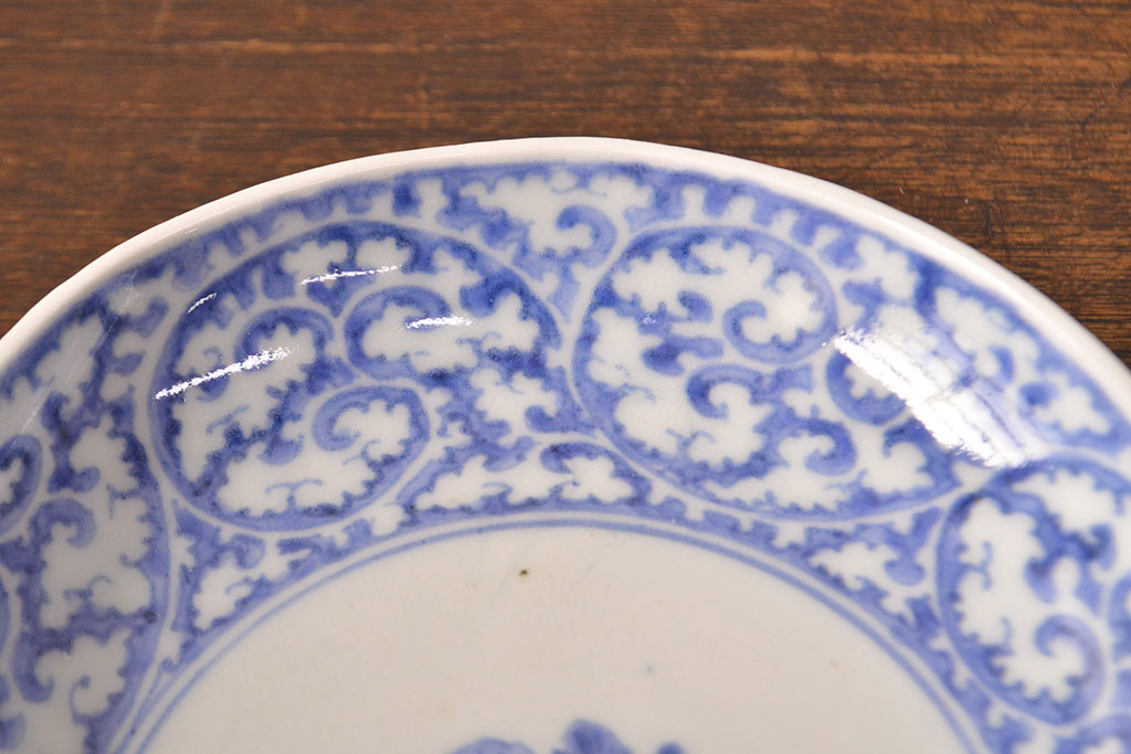 江戸期　古伊万里　蛸唐草文　渦福　変形皿2枚セット(和食器)(R-051970)