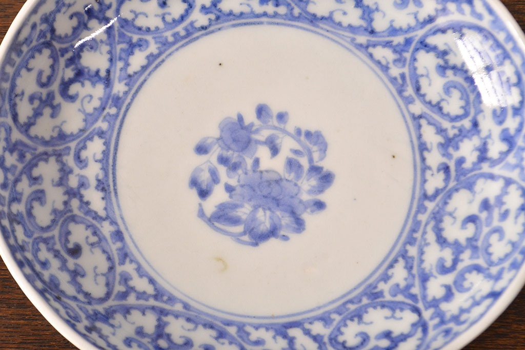 江戸期　古伊万里　蛸唐草文　渦福　変形皿2枚セット(和食器)(R-051970)