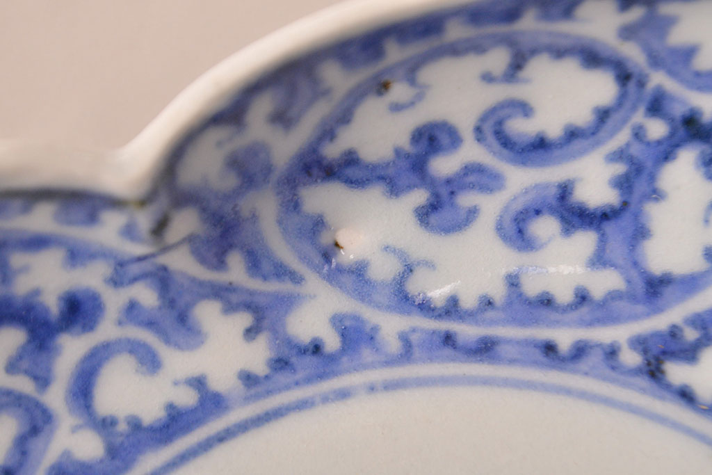 江戸期　古伊万里　蛸唐草文　渦福　変形皿2枚セット(和食器)(R-051970)