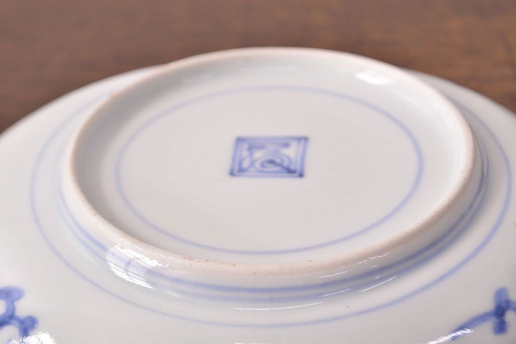 江戸期　古伊万里　蛸唐草文　渦福　変形皿2枚セット(和食器)(R-051970)