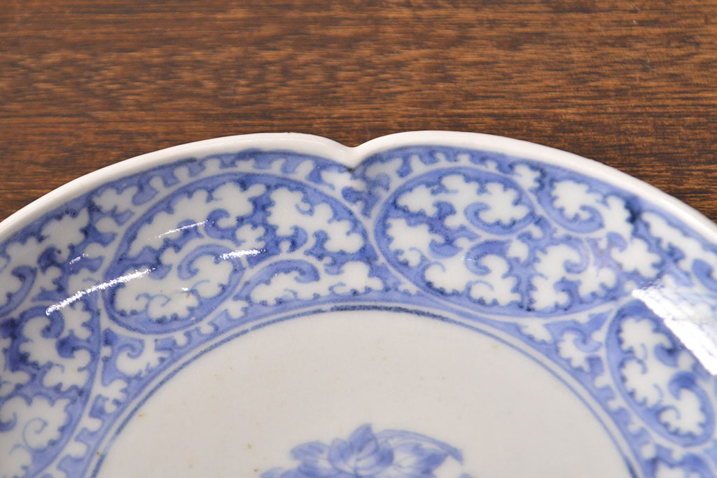 江戸期　古伊万里　蛸唐草文　渦福　変形皿2枚セット(和食器)(R-051972)