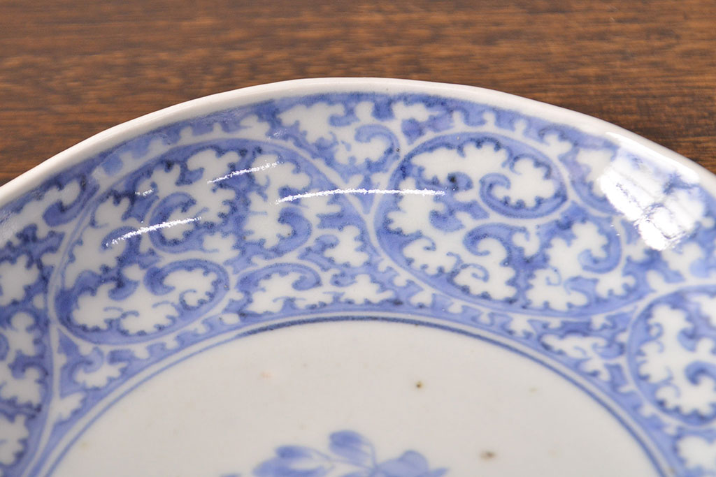 江戸期　古伊万里　蛸唐草文　渦福　変形皿2枚セット(和食器)(R-051972)