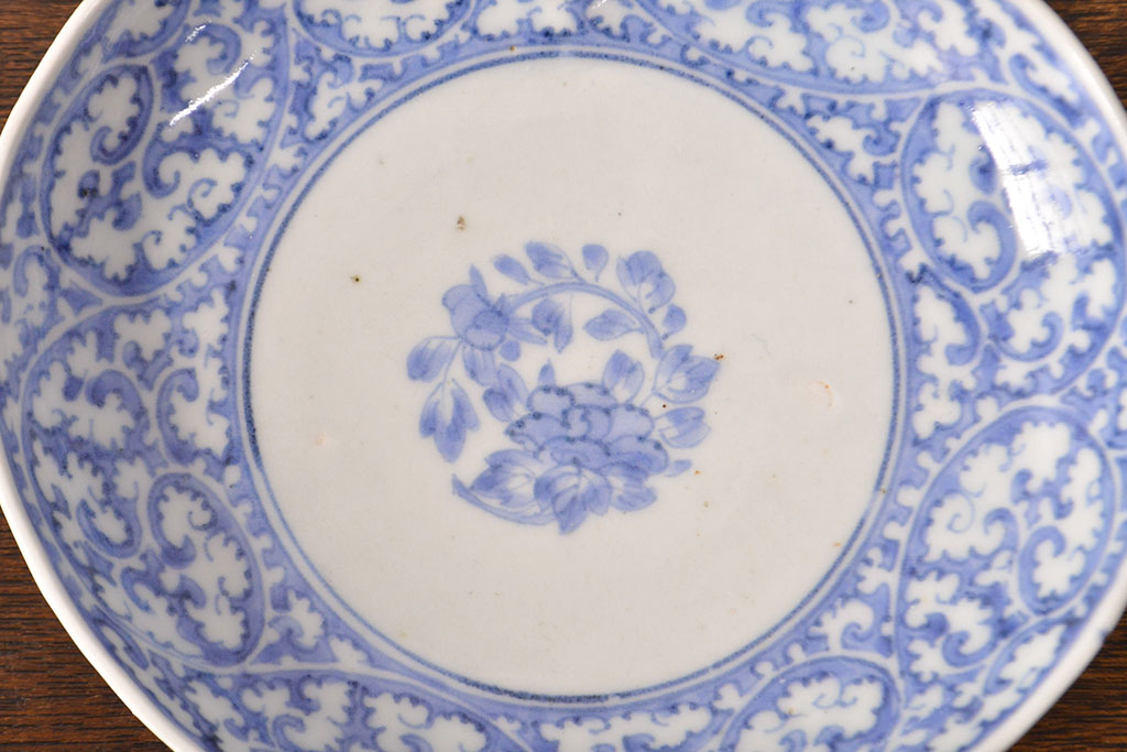 江戸期　古伊万里　蛸唐草文　渦福　変形皿2枚セット(和食器)(R-051972)